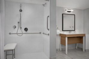 Room, 1 Queen Bed, Accessible (Mobility & Hearing, Roll-in Shower) | Bathroom - Spark By Hilton Northborough (Northborough)