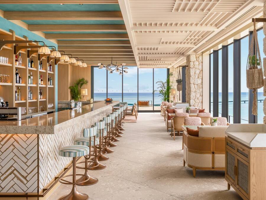 Rooftop bar, ocean views, open daily