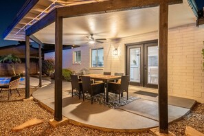 Outdoor dining - Poolside Oasis Retreat with Heated Pool Included • Fire Pit • Yard (Phoenix)