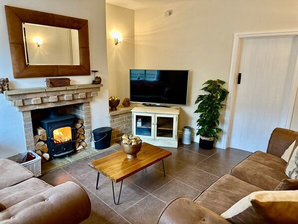 تلفزيون، مدفأة، كُتُب