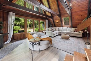 Smart TV, fireplace, table football, ping pong