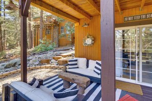 Terrace/patio - Golf & Swim! Pine Mtn Club Retreat w/ Game Area (Pine Mountain Club)