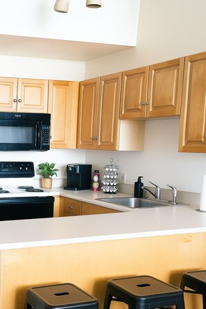 Fridge, microwave, oven, stovetop - Spacious Apartment near CSU - Playhouse - Casino - Hospital - R&R - Sleeps 12 (Cleveland)