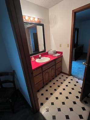 Shower, towels, soap, toilet paper