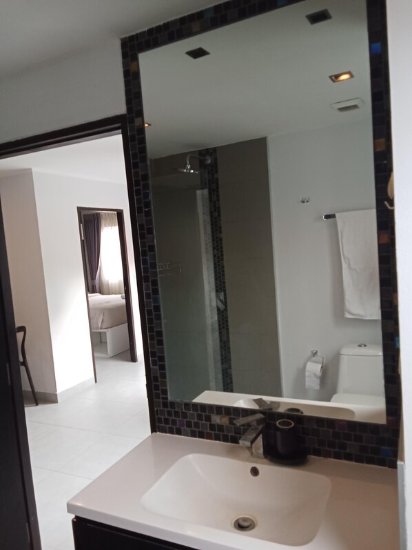 Apartment, Balcony, Park View | Bathroom | Shower, hair dryer, towels, toilet paper