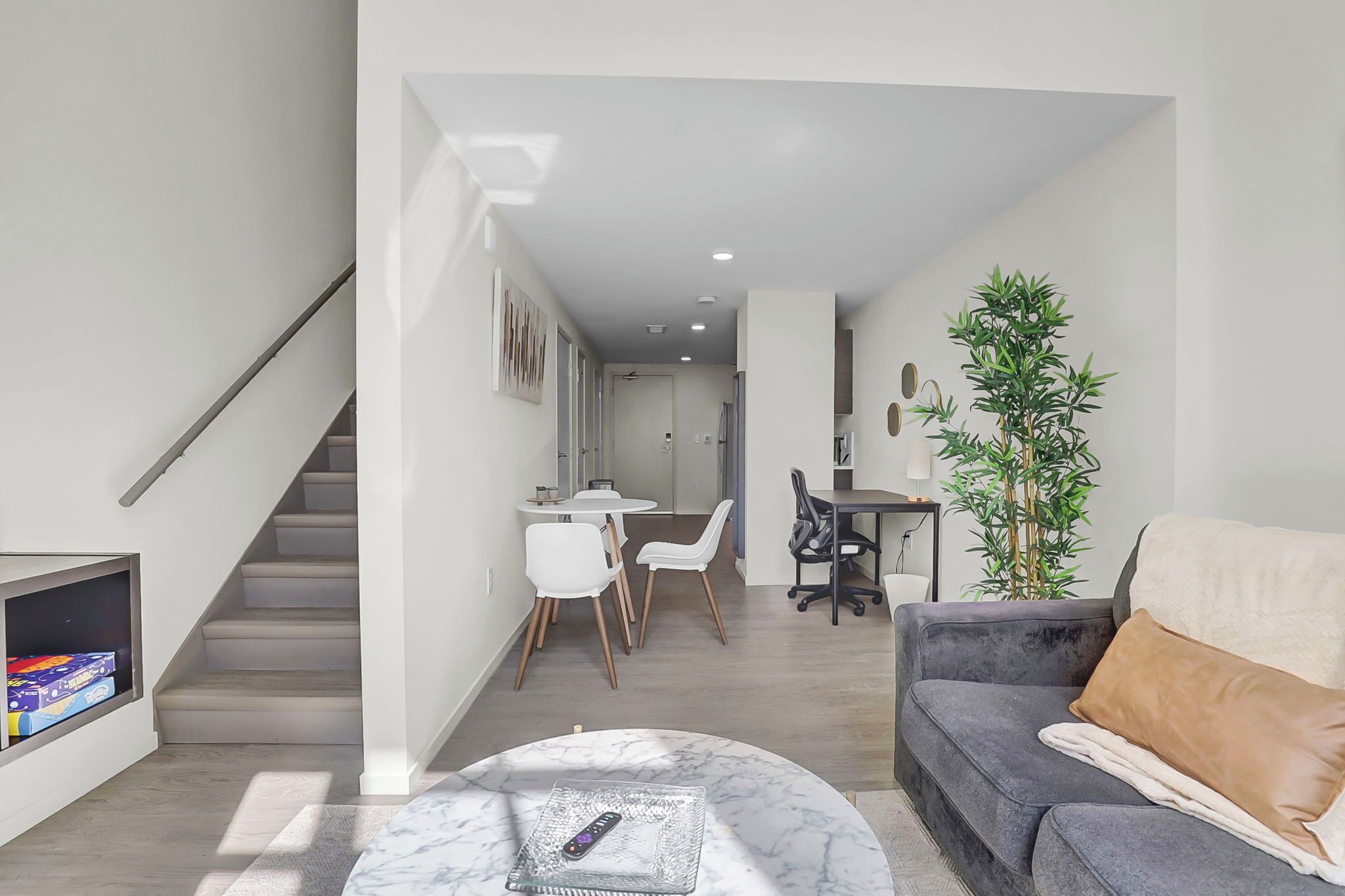 Smart TV, fireplace, foosball, table tennis