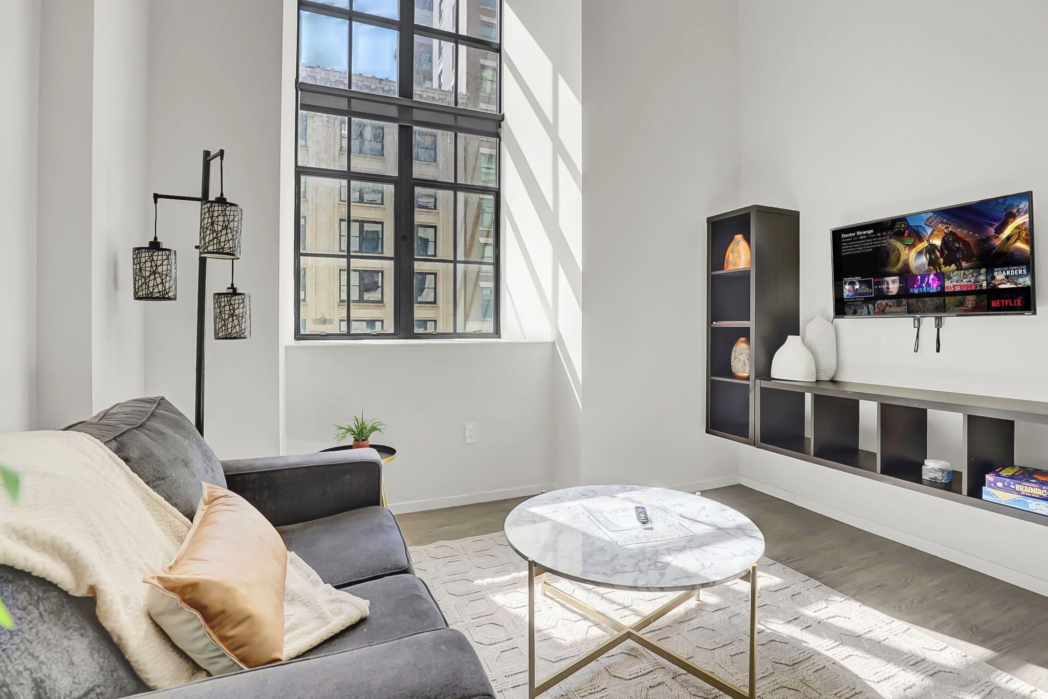 Smart TV, fireplace, foosball, table tennis