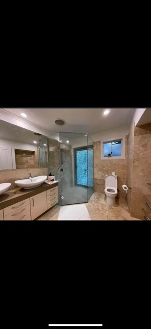 Dusche, Whirlpool, Haartrockner, Handtücher