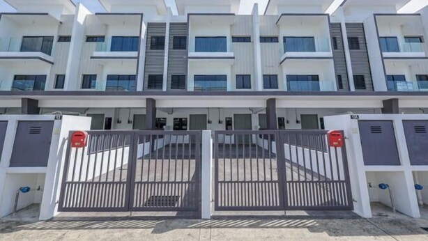 A modern multi-story residential building with a gated entrance and a flat roof design. - 28 RESIDENCE-R13 (Sepang)
