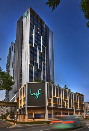 A modern hotel building with a prominent 'lyf' sign, multiple floors, and a glass facade. - lyf Farrer Park Singapore (Singapore)