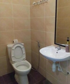 Regadera, toallas, jabón, shampoo 