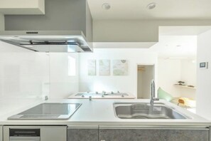 A modern kitchen with a stainless steel sink, a double oven, and a dishwasher. - Downtown Mix (Tokyo)