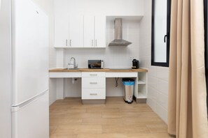 Fridge, microwave, toaster, high chair