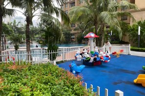 A water park area with inflatable rides and a pool. - Alex'housing Vinhome D'capitale luxury apartment (Hanoi)