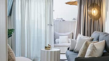 Luksuskattohuoneisto, kaupunkinäköala | Oleskelualue