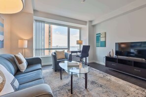 TV, offices - Modern Harbor Front Apartment (Boston, MA)