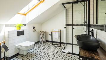Hair dryer, towels, toilet paper
