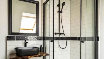Hair dryer, towels, toilet paper
