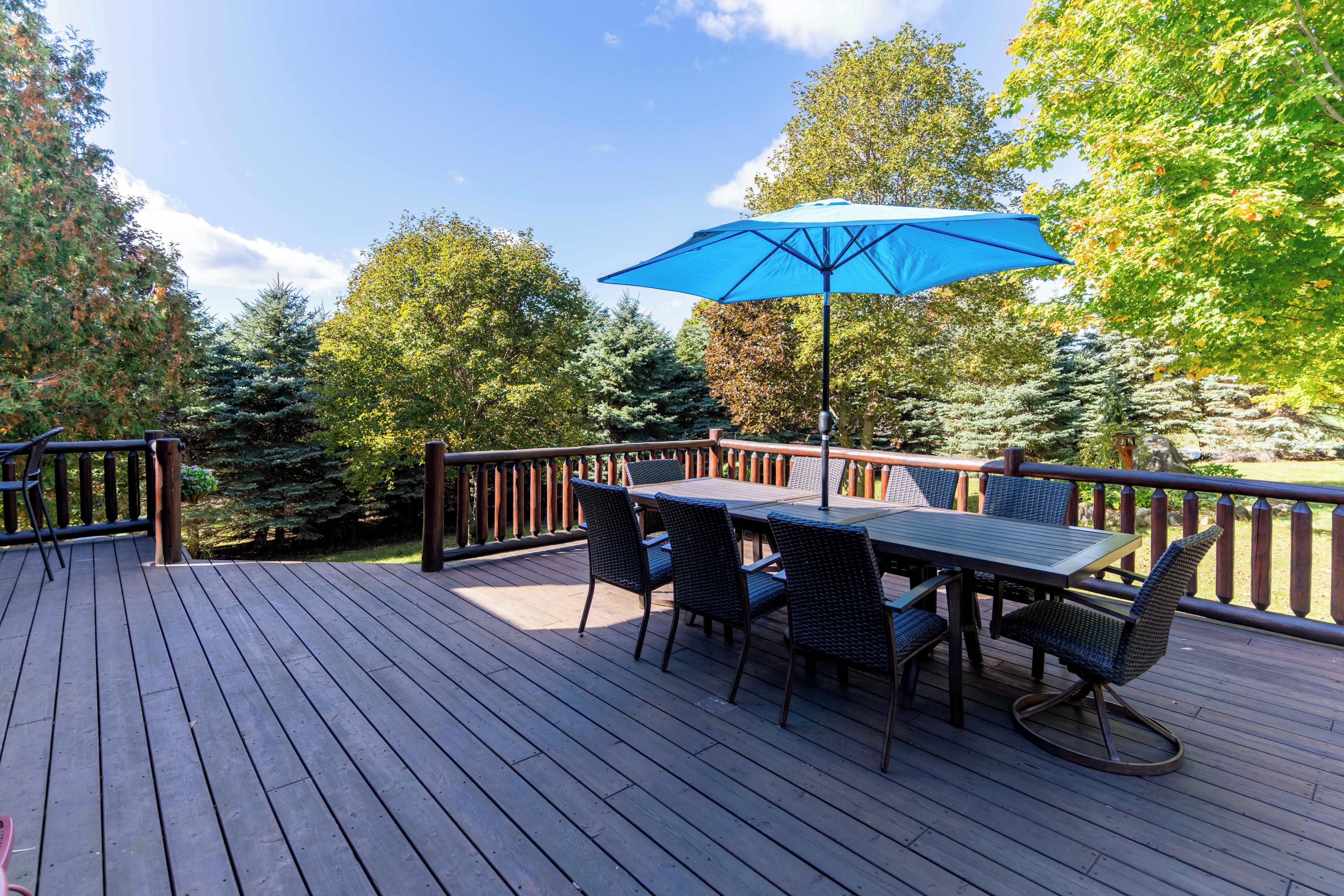 Outdoor dining table on the patio