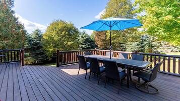 Outdoor dining table on the patio