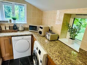 Fridge, microwave, oven, dishwasher