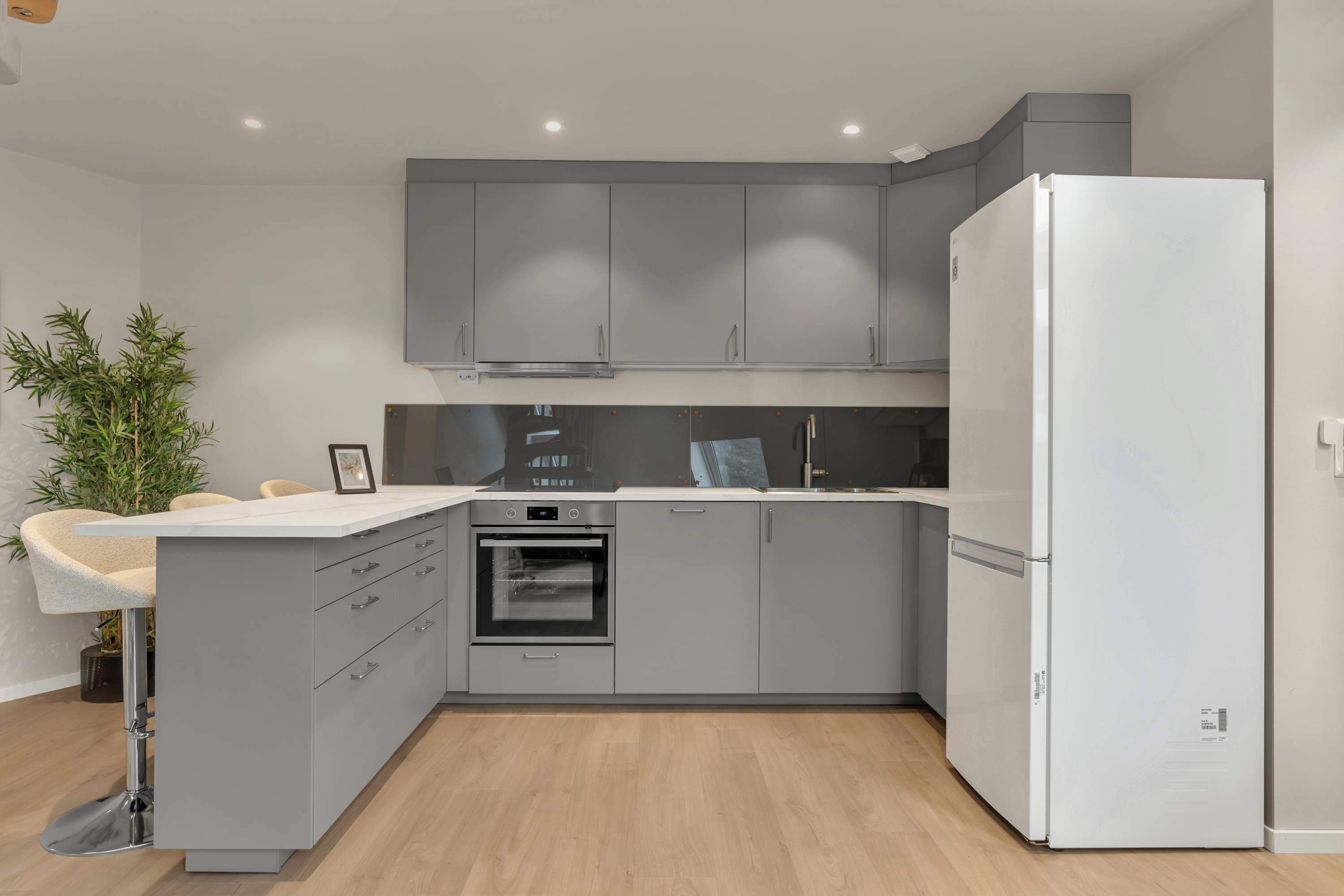 Jääkaappi, liesi, astianpesukone, kahvin-/teenkeitin