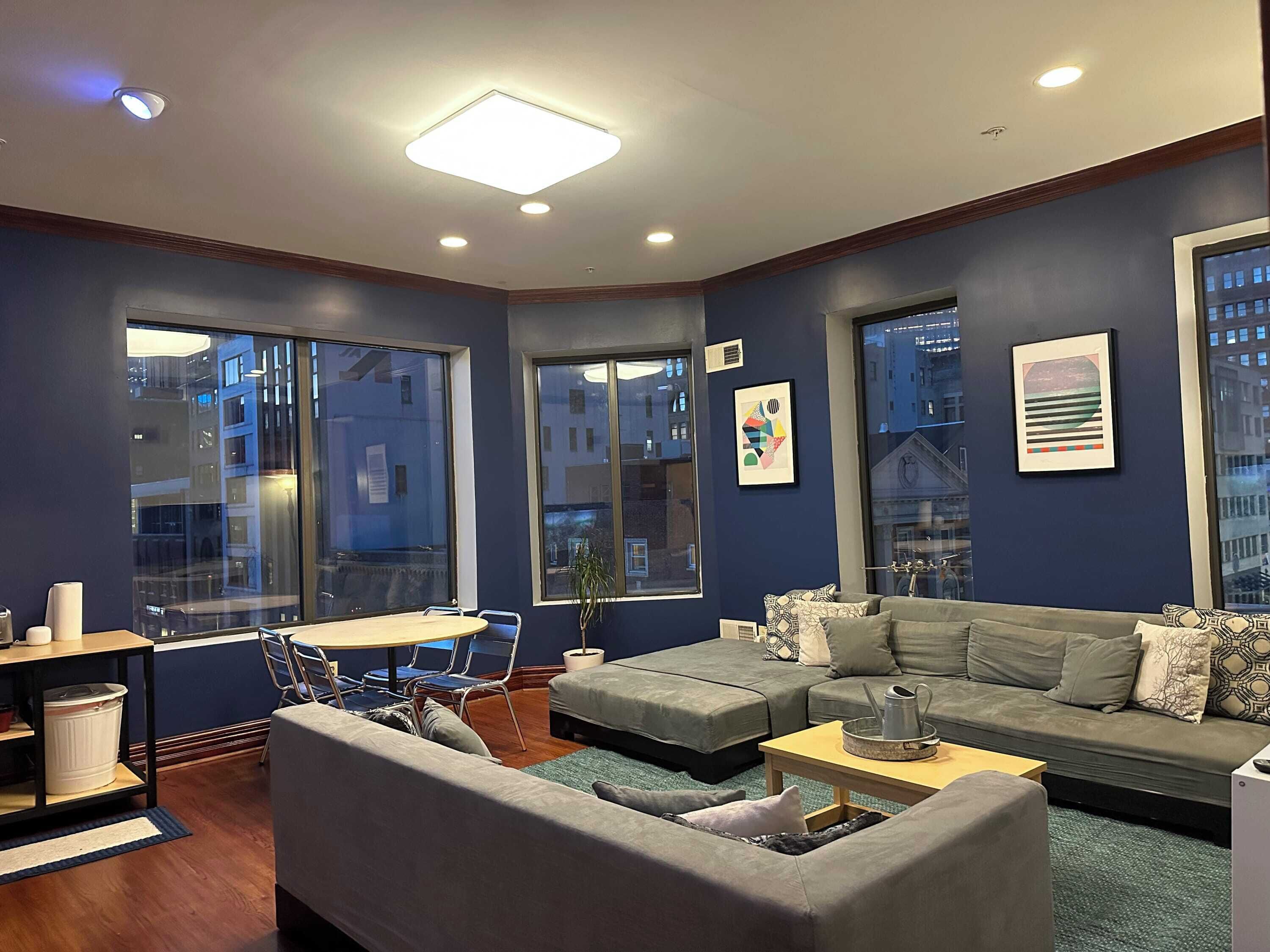 TV, fireplace, offices