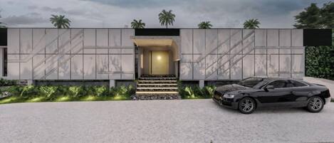 Vista frontal de la propiedad