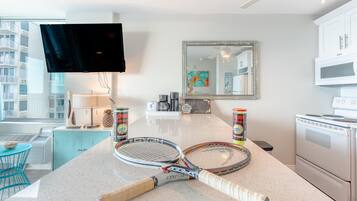 Condo, 1 King Bed (Estero Beach & Tennis 807-C) | Private kitchen | Oven, toaster