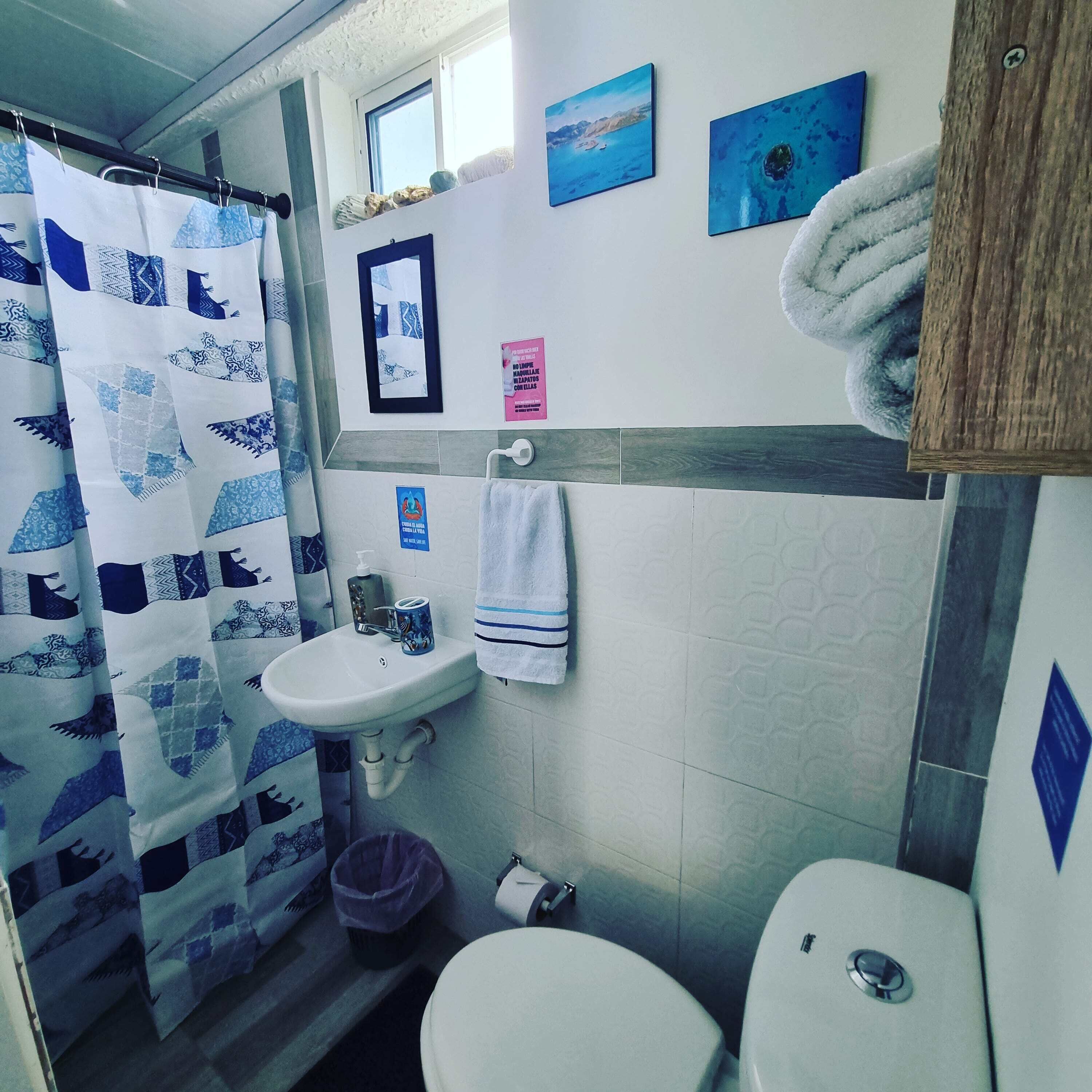 ダブルルーム クイーンベッド 1 台 バルコニー | バスルーム | シャワー、タオル、石鹸、トイレットペーパー