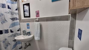 Habitación doble, 1 cama Queen size, balcón | Baño | Regadera, toallas, jabón, papel de baño