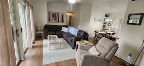 Smart TV, DVD player, books, video library
