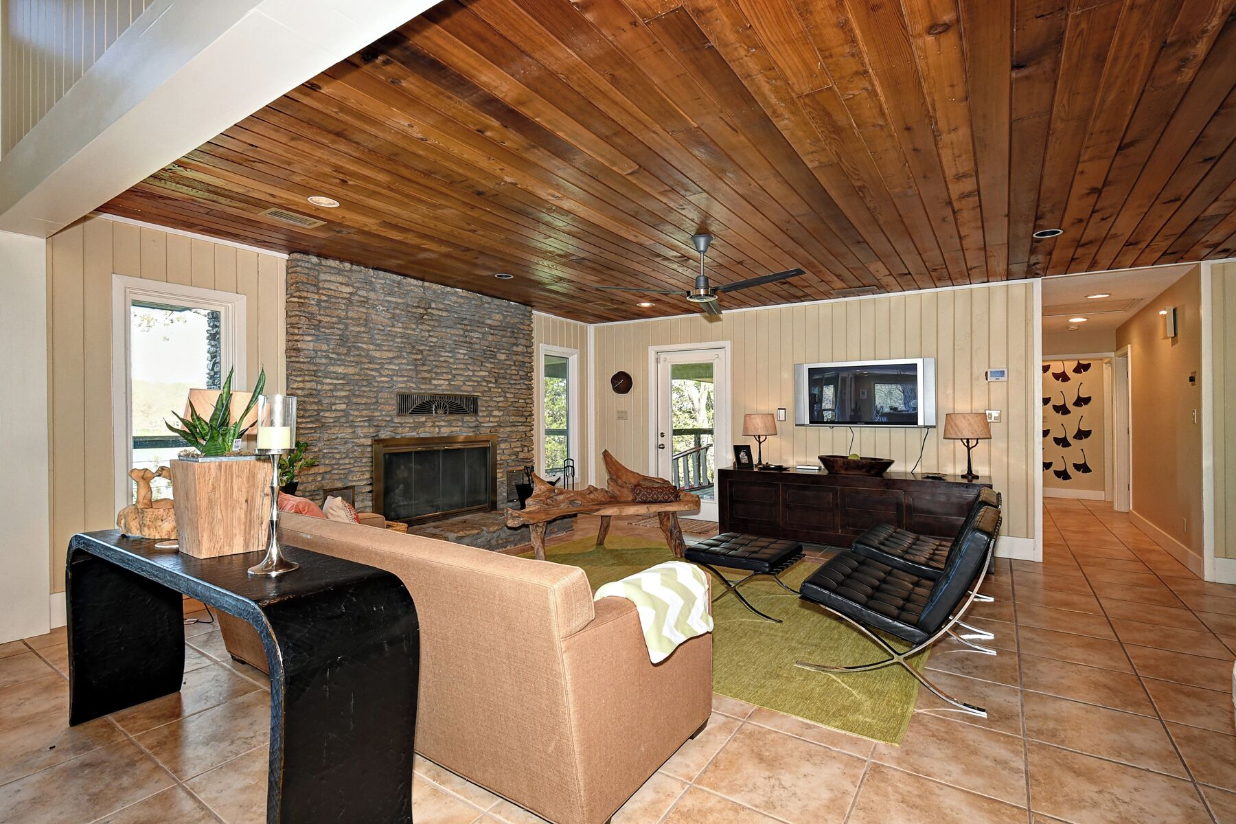 Televisión y chimenea 