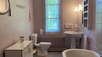 Een haardroger, zeep, toiletpapier