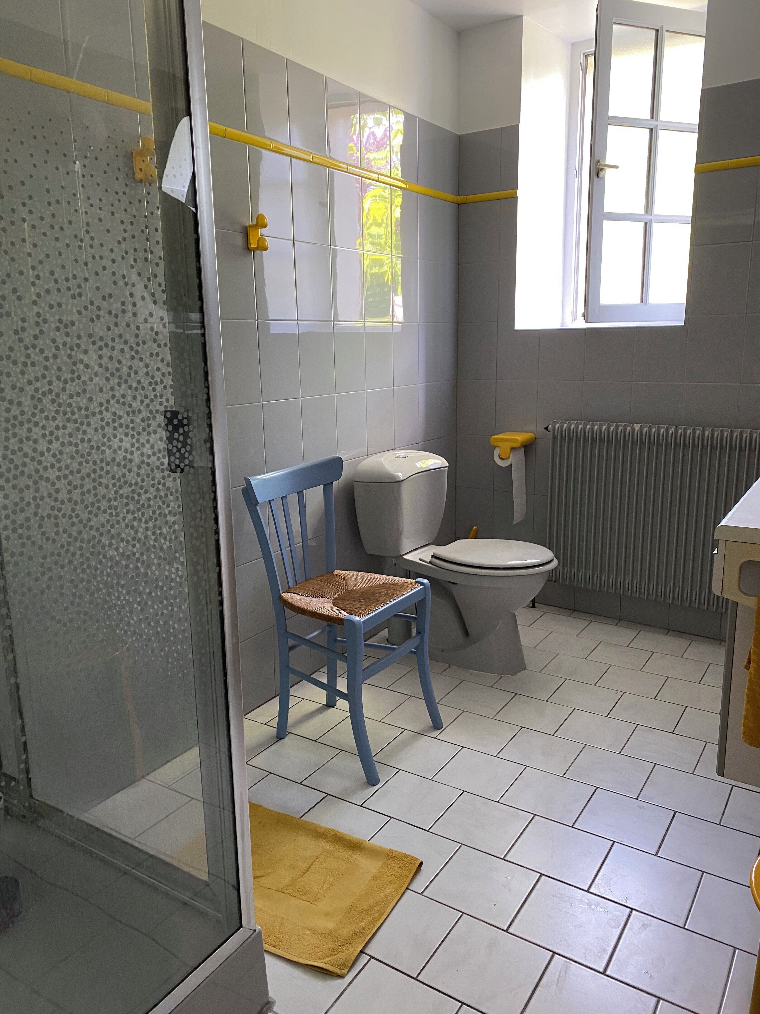 Een haardroger, zeep, toiletpapier