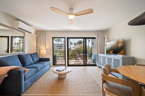 TV, fireplace - Oceanview 1 Bedroom at Lawai Beach Resort, modern and updated! (Koloa)