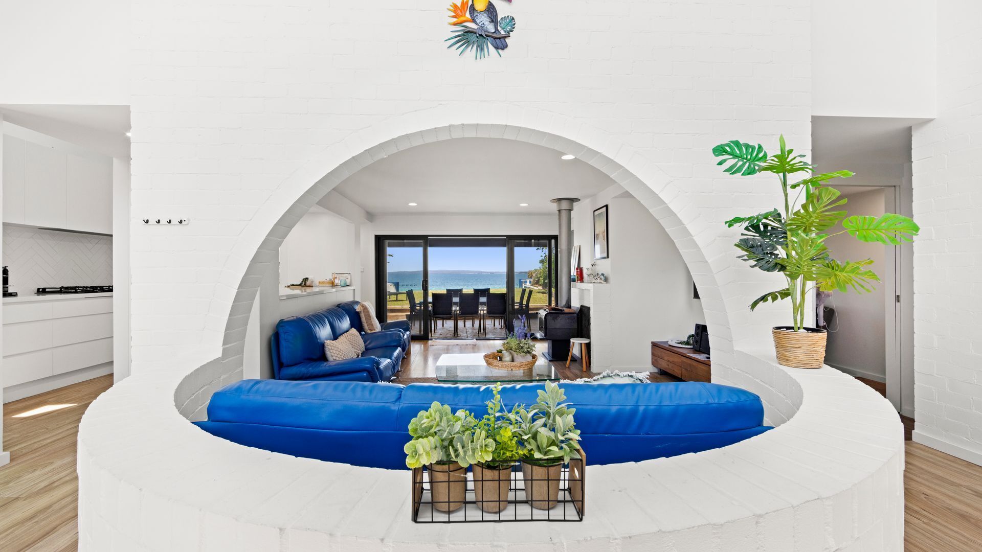 Smart TV, fireplace, DVD player, books