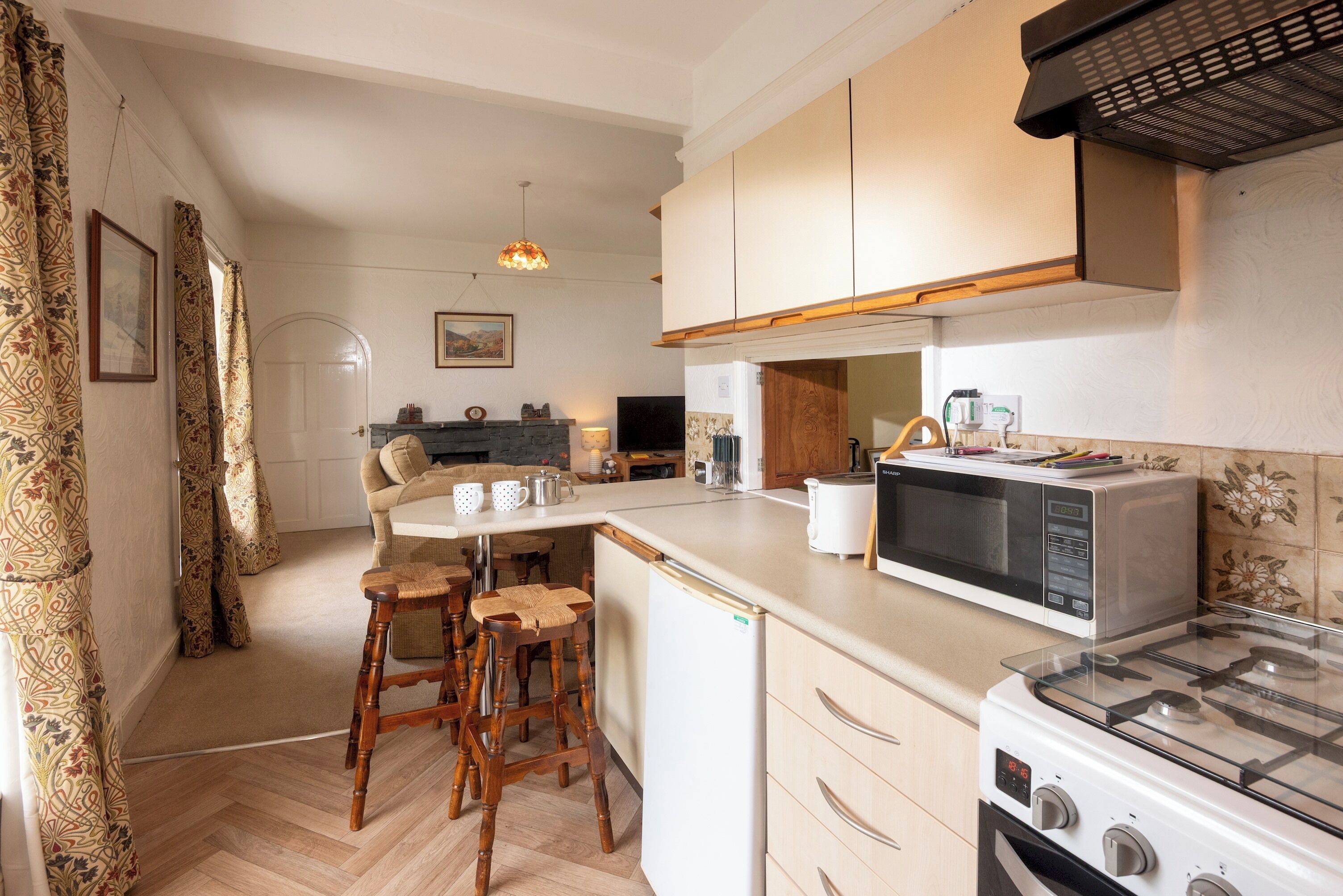 Fridge, microwave, dishwasher, toaster