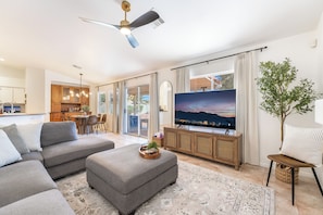 Smart TV, fireplace, computer monitors