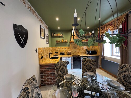 Medieval-themed accommodation; restored mansion with whirlpool bath