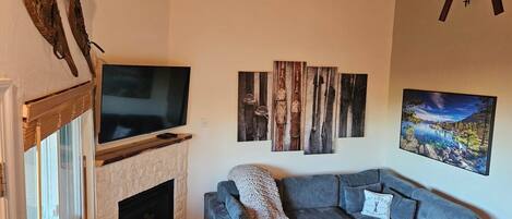 TV, fireplace