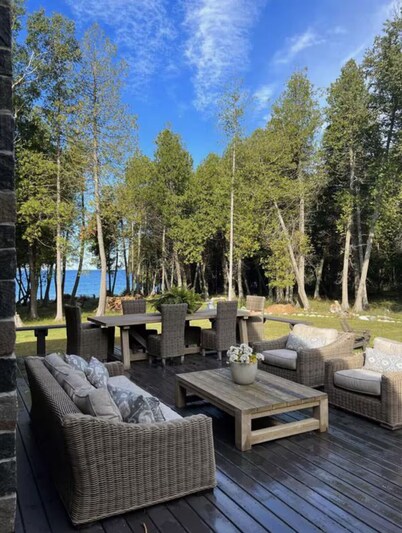 Cozy Lake Home Located on Marquette Island Surrounded by Water Beautiful Sunsets