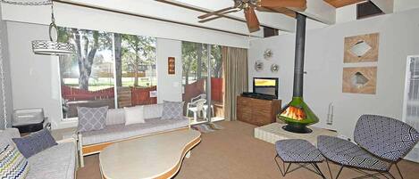 Fernseher, Kamin, DVD-Player