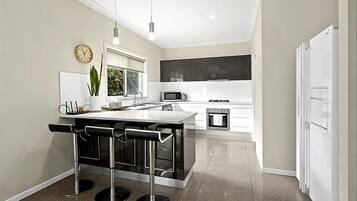 Fridge, microwave, oven