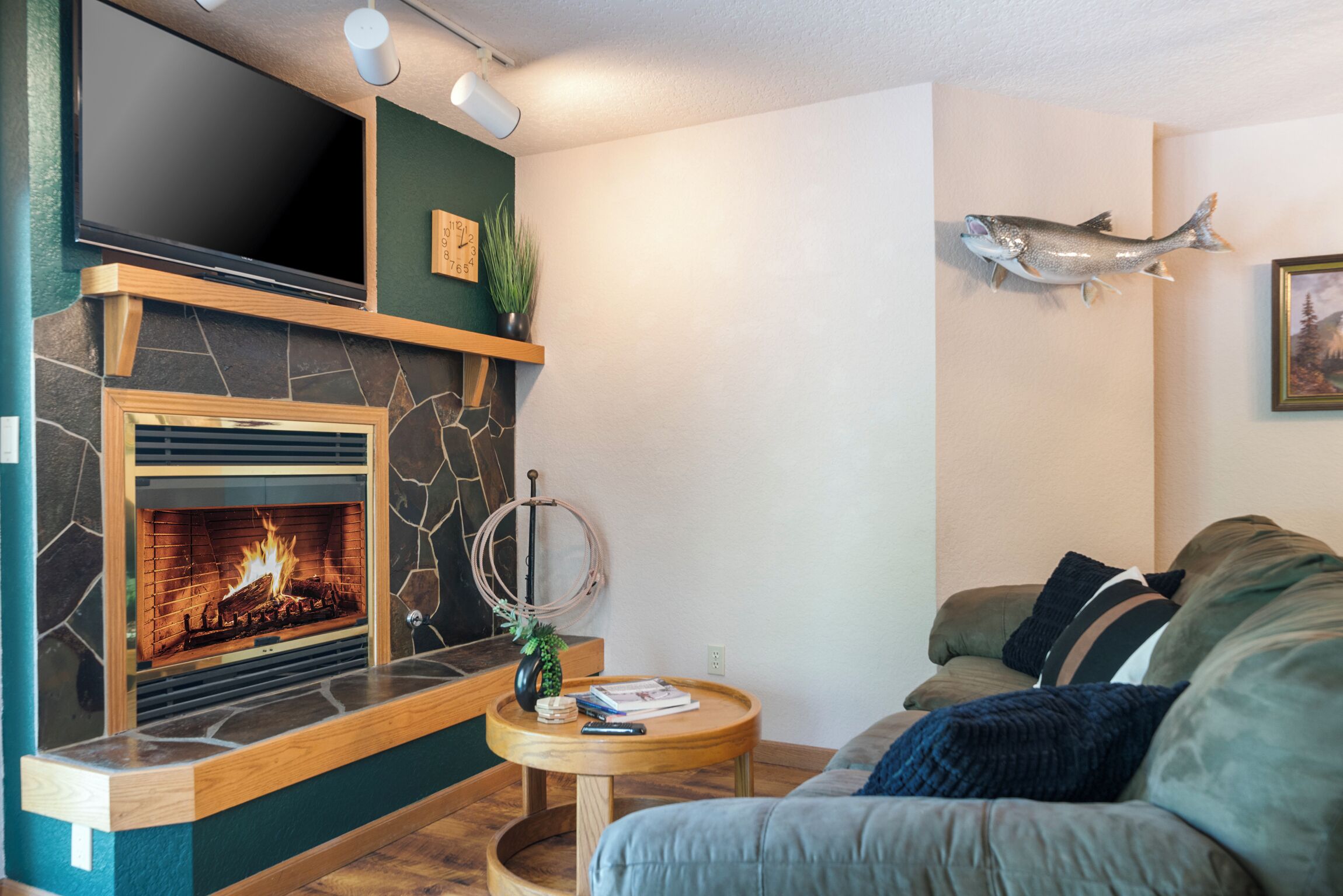 Smart TV, fireplace