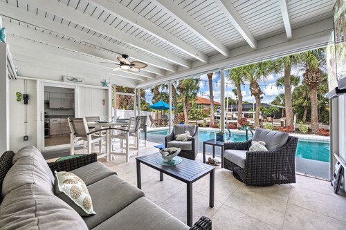 Siesta Key Waterfront Oasis - Heated Pool, Dock, Walk to Village & Beach