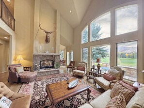 TV, fireplace, video games, DVD player