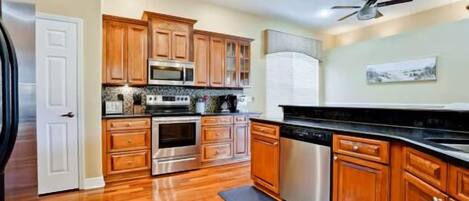 Microwave, oven, stovetop, dishwasher