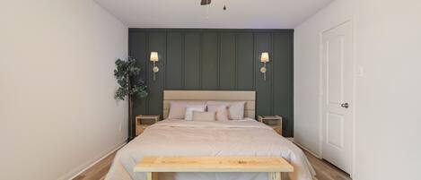 5 slaapkamers, een strijkplank/strijkijzer, internet, beddengoed