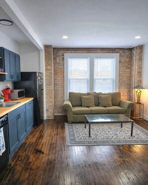 TV, fireplace, DVD player, books